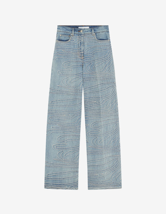 EMBROIDERED DENIM PANTS