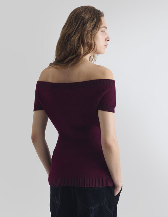 BARDOT-NECK KNIT TOP