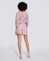 CERAN GEOMETRIC PRINT WRAP MINI JUMPSUIT  image number null