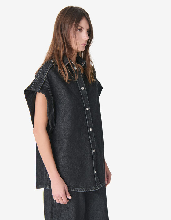 WASHED DENIM OVERSHIRT&nbsp;