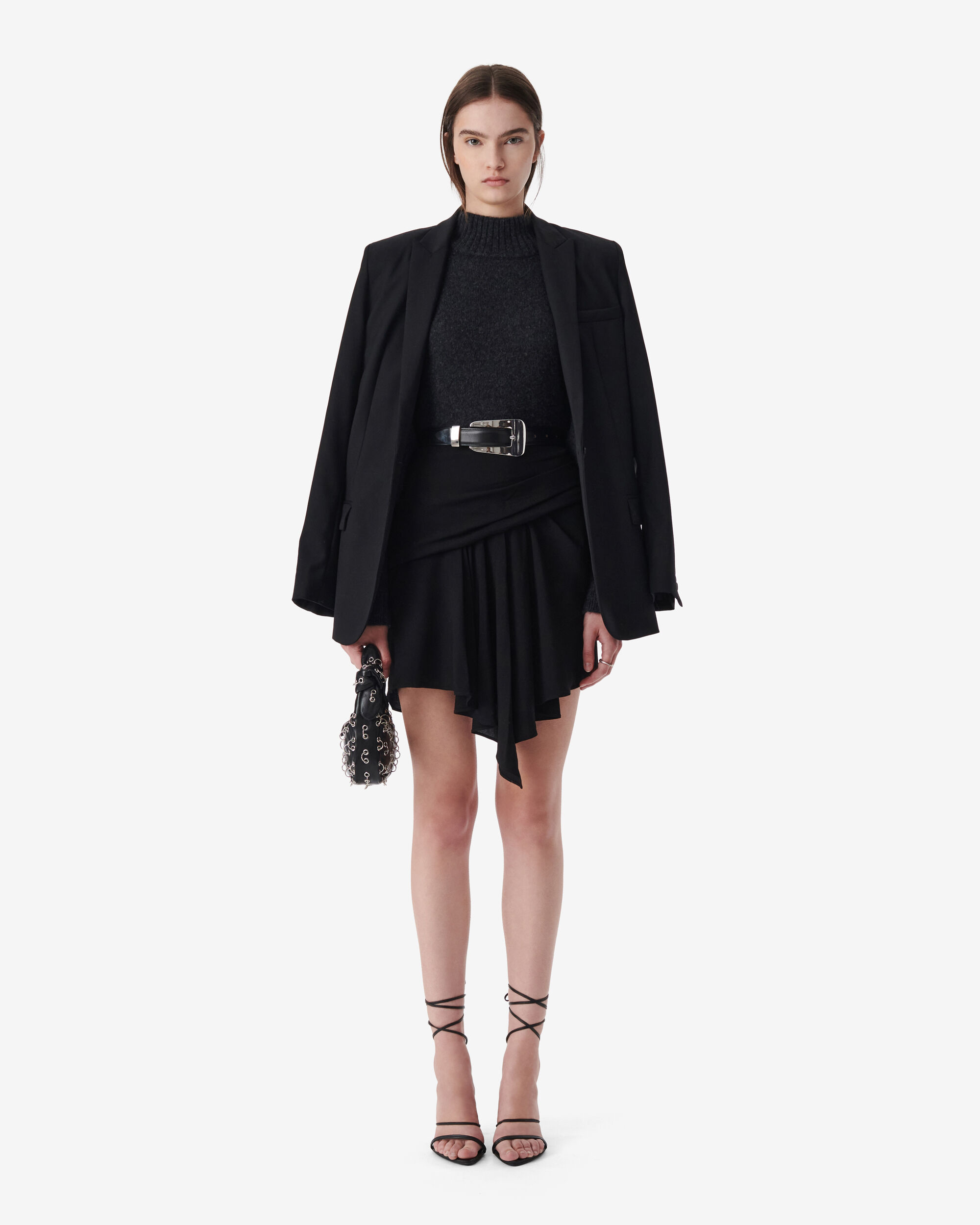 Short draped black skirt new arrivals
