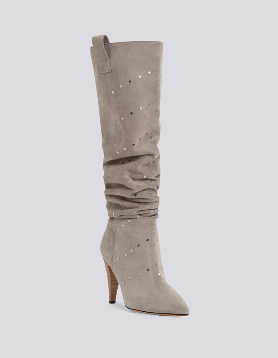 ELGOW STUDDED SUEDE SLOUCHE BOOTS
