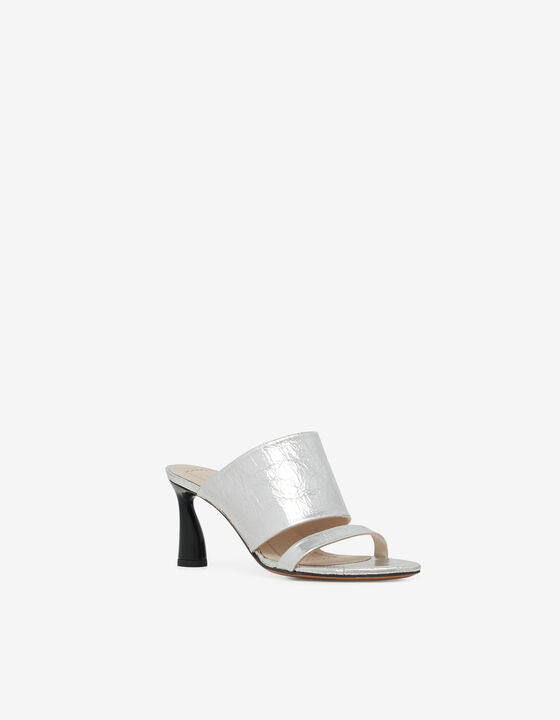 SILVER LEATHER MULES