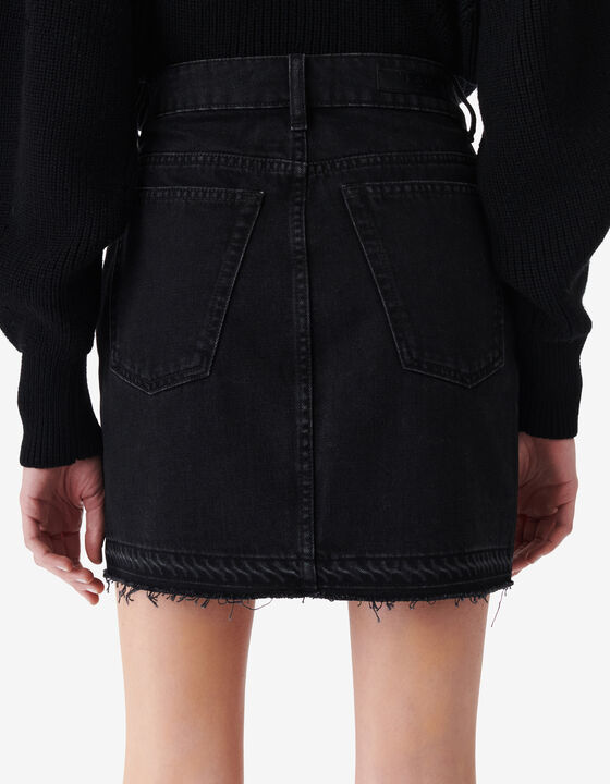 JUPE COURTE EN JEAN D&Eacute;LAV&Eacute;