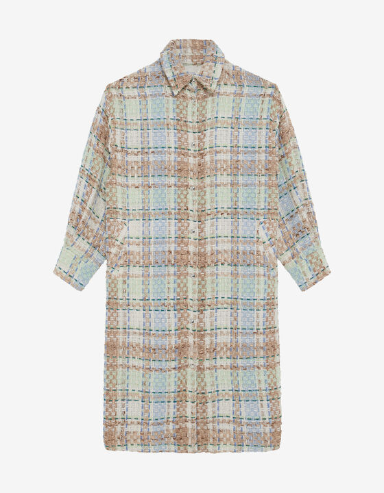 MANTEAU LONG À CARREAUX