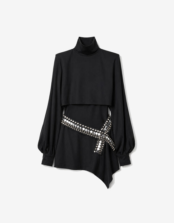 HIGH-NECK DRESS WITH STUDS