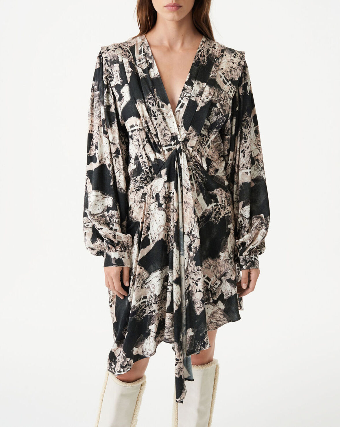 Click to view more detailed imagery on our partner's website Iro Nirveli Print Dress In Black/beige
