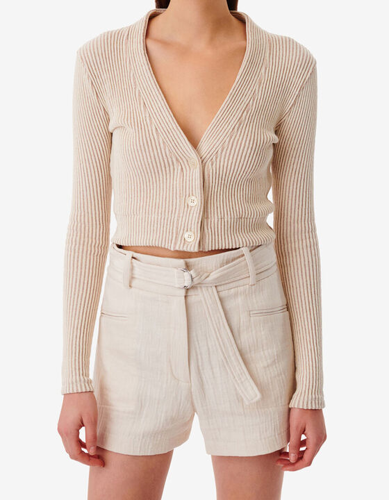 RIBBED V-NECK CARDIGAN