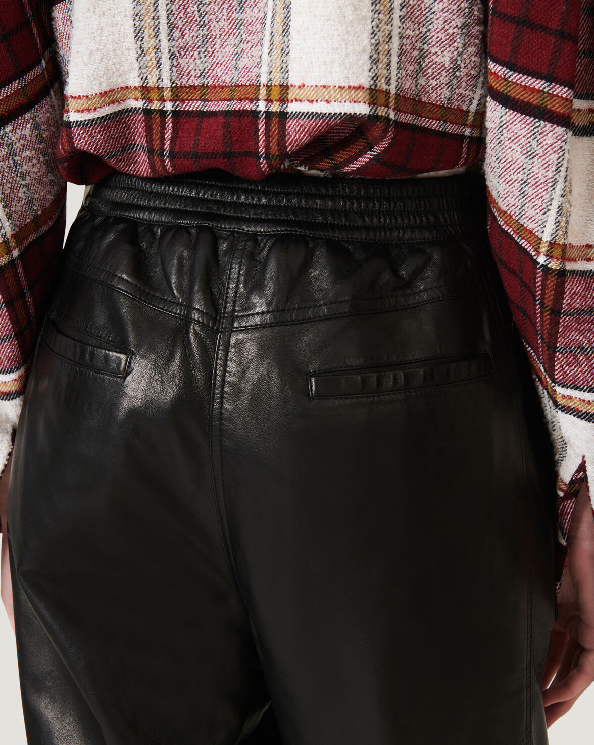 HOSHO RELAXED CROPPED LEATHER TROUSERS image number null