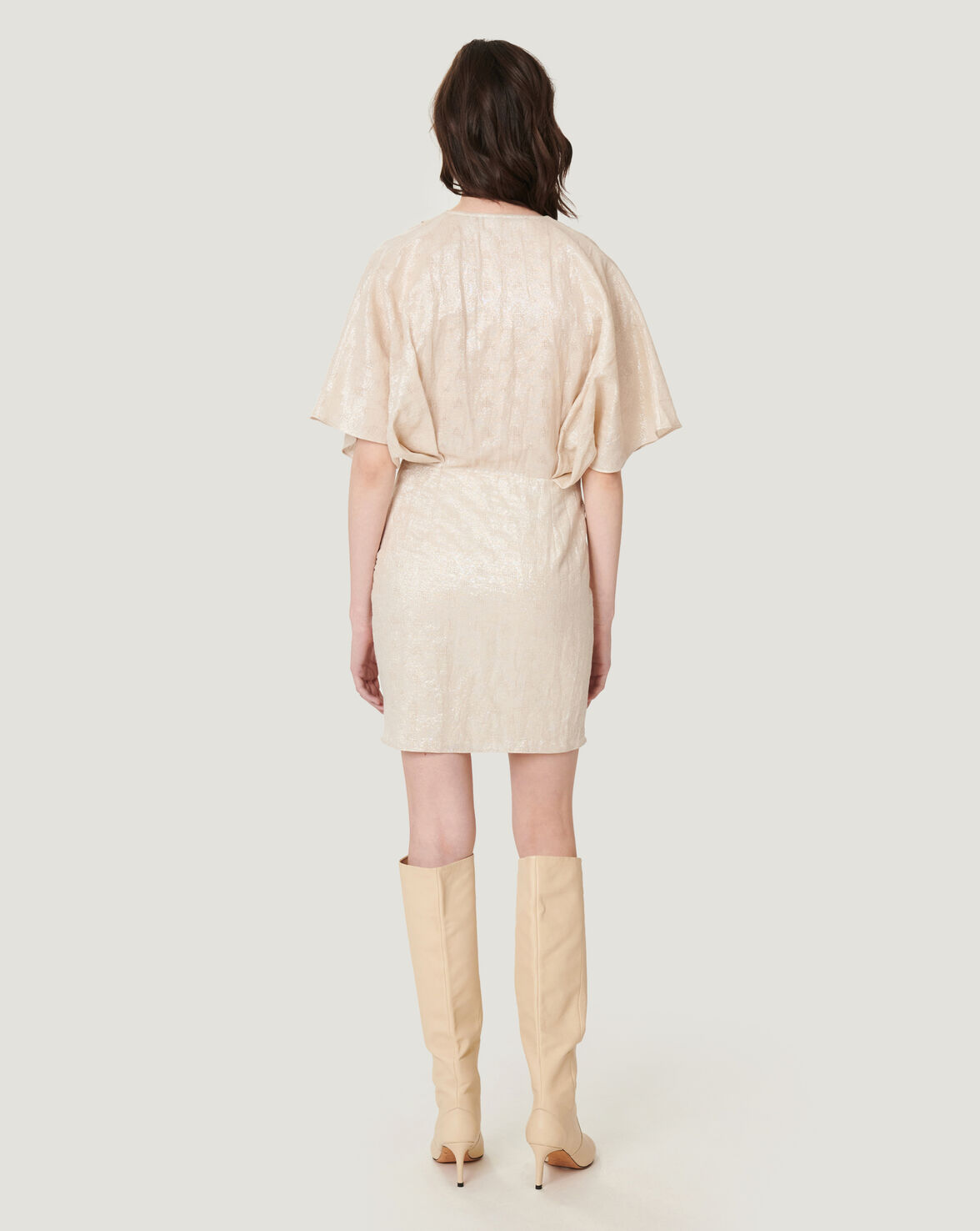 HALSEY V NECK METALLIC MINI DRESS image number null