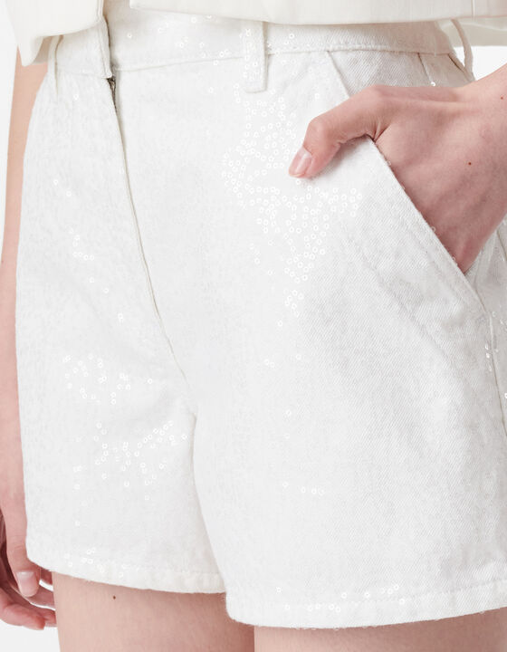 SHORT EN DENIM &Agrave; SEQUINS