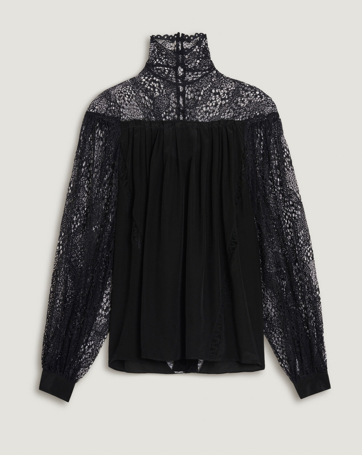 DIGWED OPEN LACE HIGH NECK TOP image number null