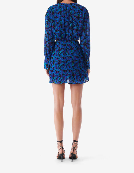 SHORT PRINTED V-NECK DRESS