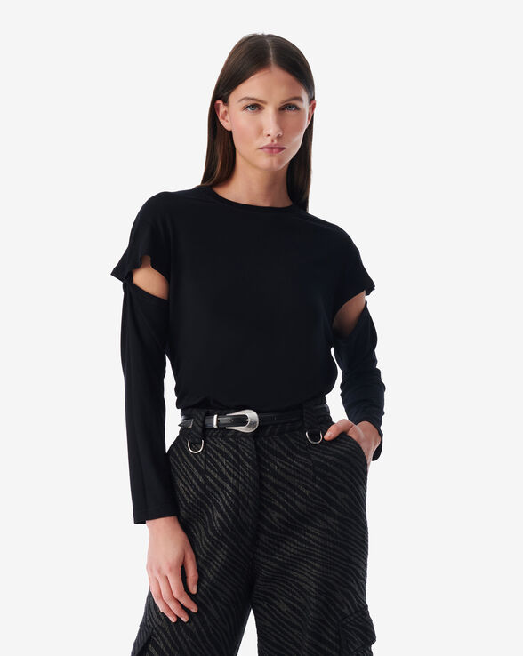 KALIL CUT-OUT ROUND NECK JERSEY TOP