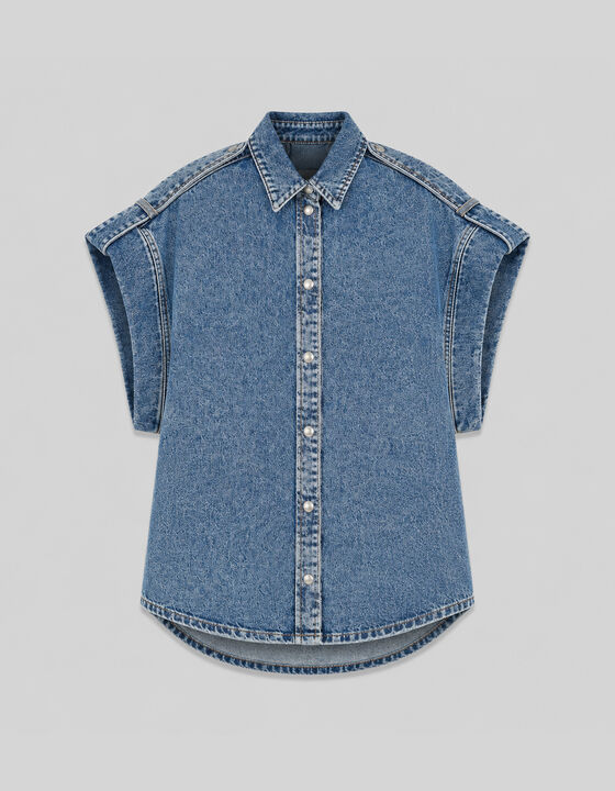 WASHED DENIM OVERSHIRT&nbsp;