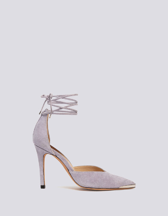 MIFAL SUEDE POINTED TOE ANKLE TIE PUMPS