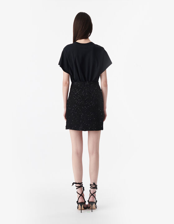 DRAPED SEQUIN SKIRT