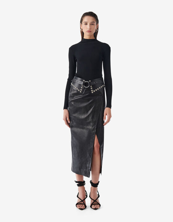 LEATHER WRAP SKIRT