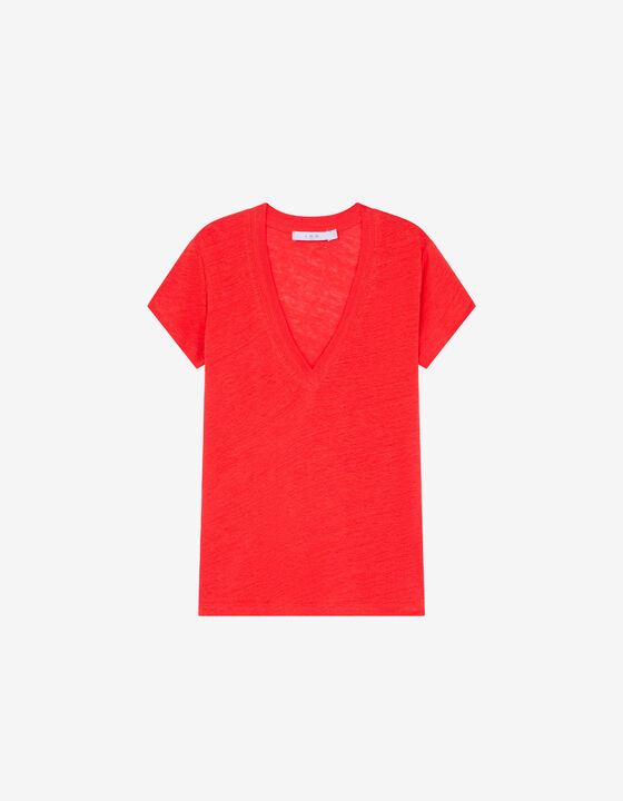 V-NECK LINEN T-SHIRT