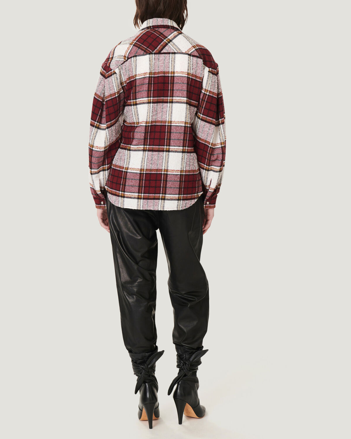IRO - HATIK PLAID FLANNEL BUTTON UP OVERSHIRT RED MULTICO