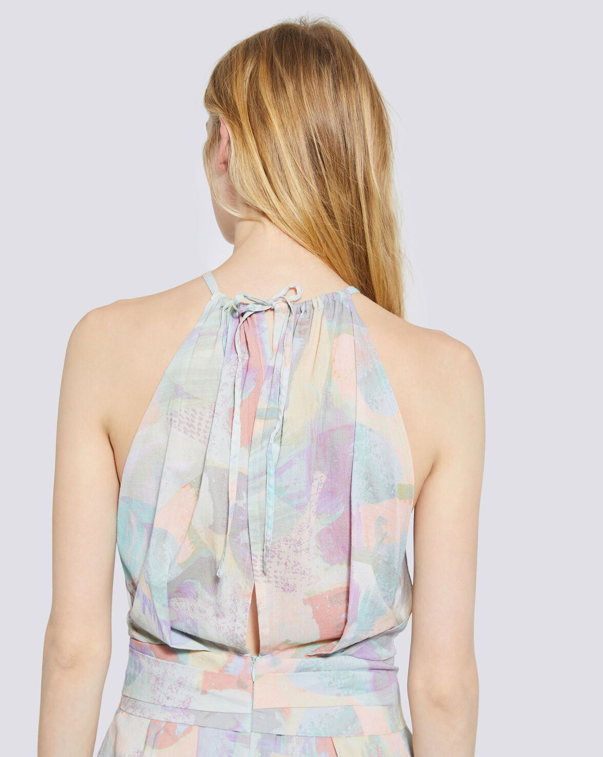 PHILIX MULTICOLOR PRINT HALTER MINI DRESS image number null