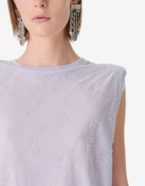 TEXTURED SLEEVELESS T-SHIRT