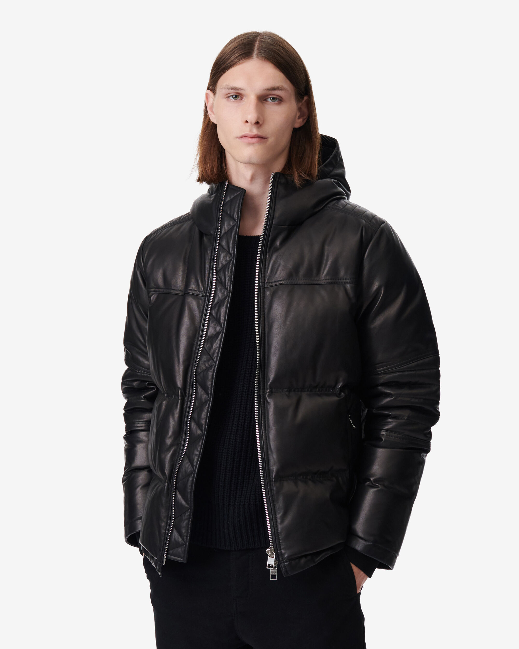 Iro leather jacket with best sale hoodie