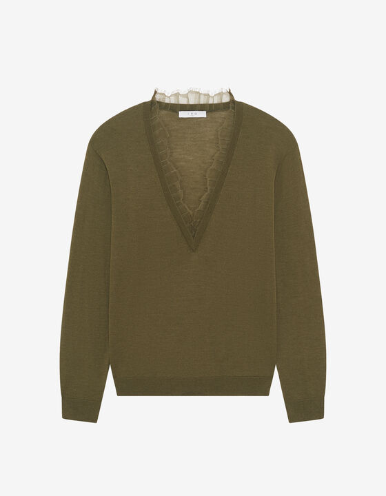 LACE V-NECK SWEATER