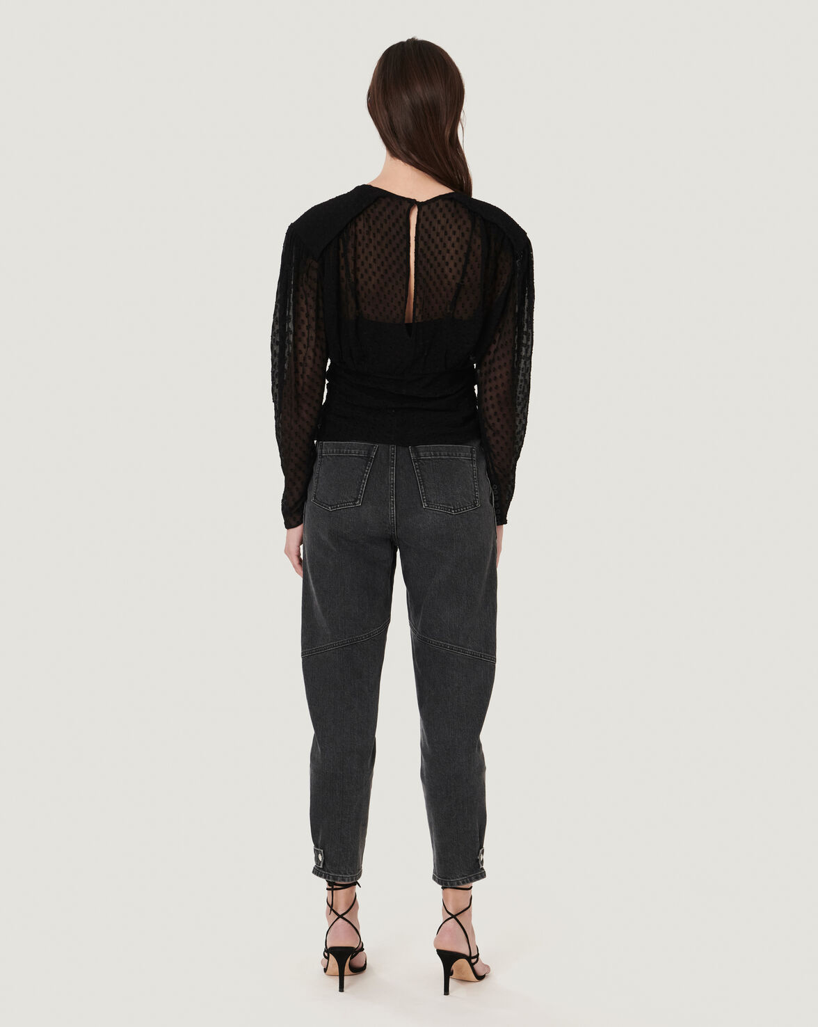 DRAKE SHEER DOTTED BLOUSE TOP image number null