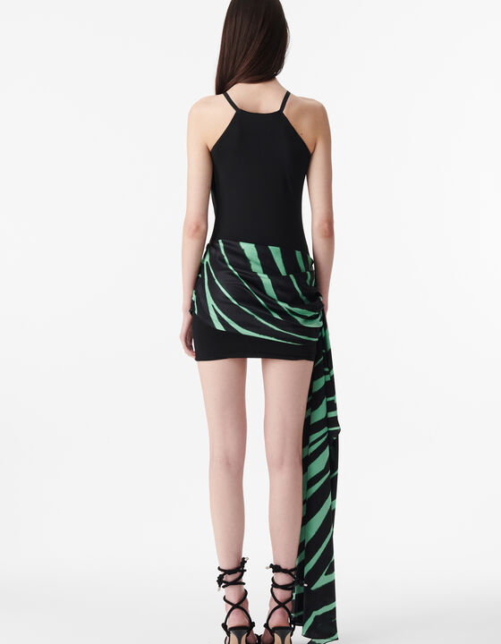 SHORT DRAPED SILK DRESS
