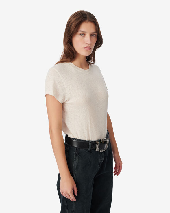 THIRD ROUND NECK LINEN T-SHIRT