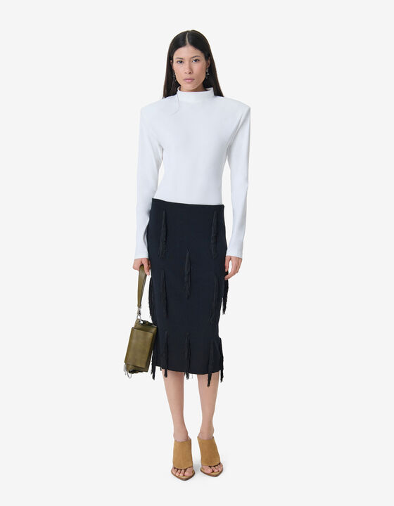 FRINGED MIDI SKIRT