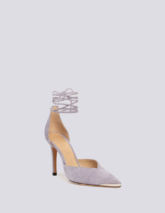 MIFAL SUEDE POINTED TOE ANKLE TIE PUMPS