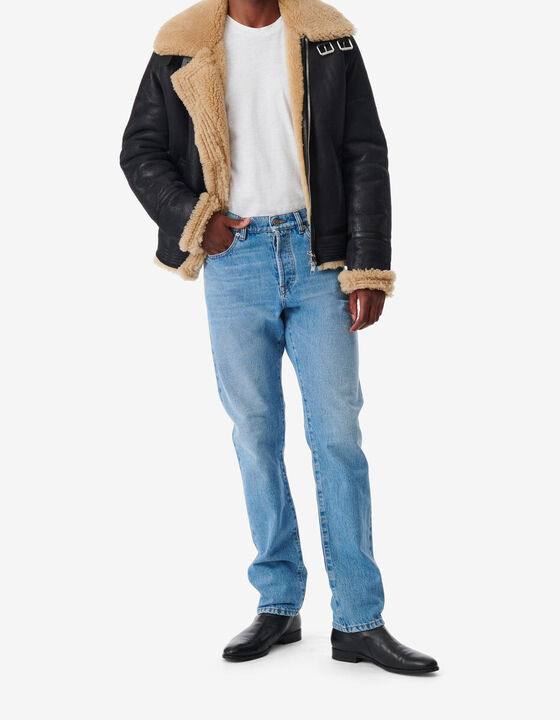LEATHER STAND-UP COLLAR JACKET