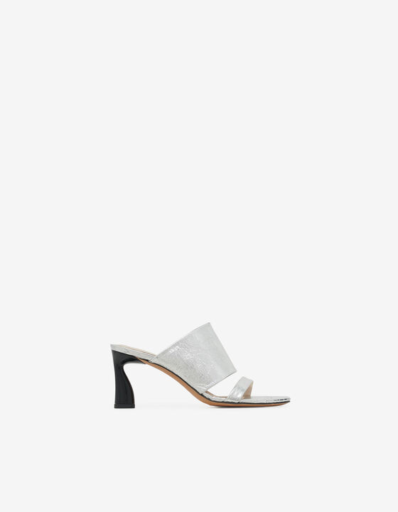 SILVER LEATHER MULES