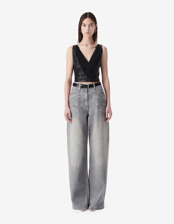 FRINGED LEATHER TOP
