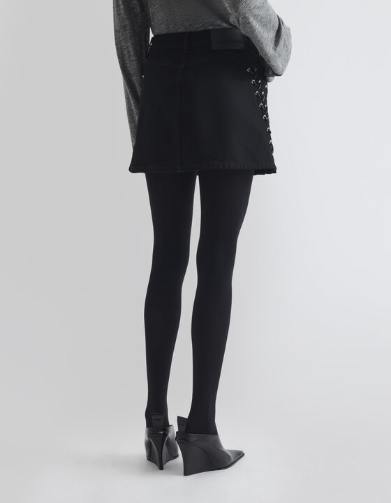 LACE-UP DENIM SKIRT