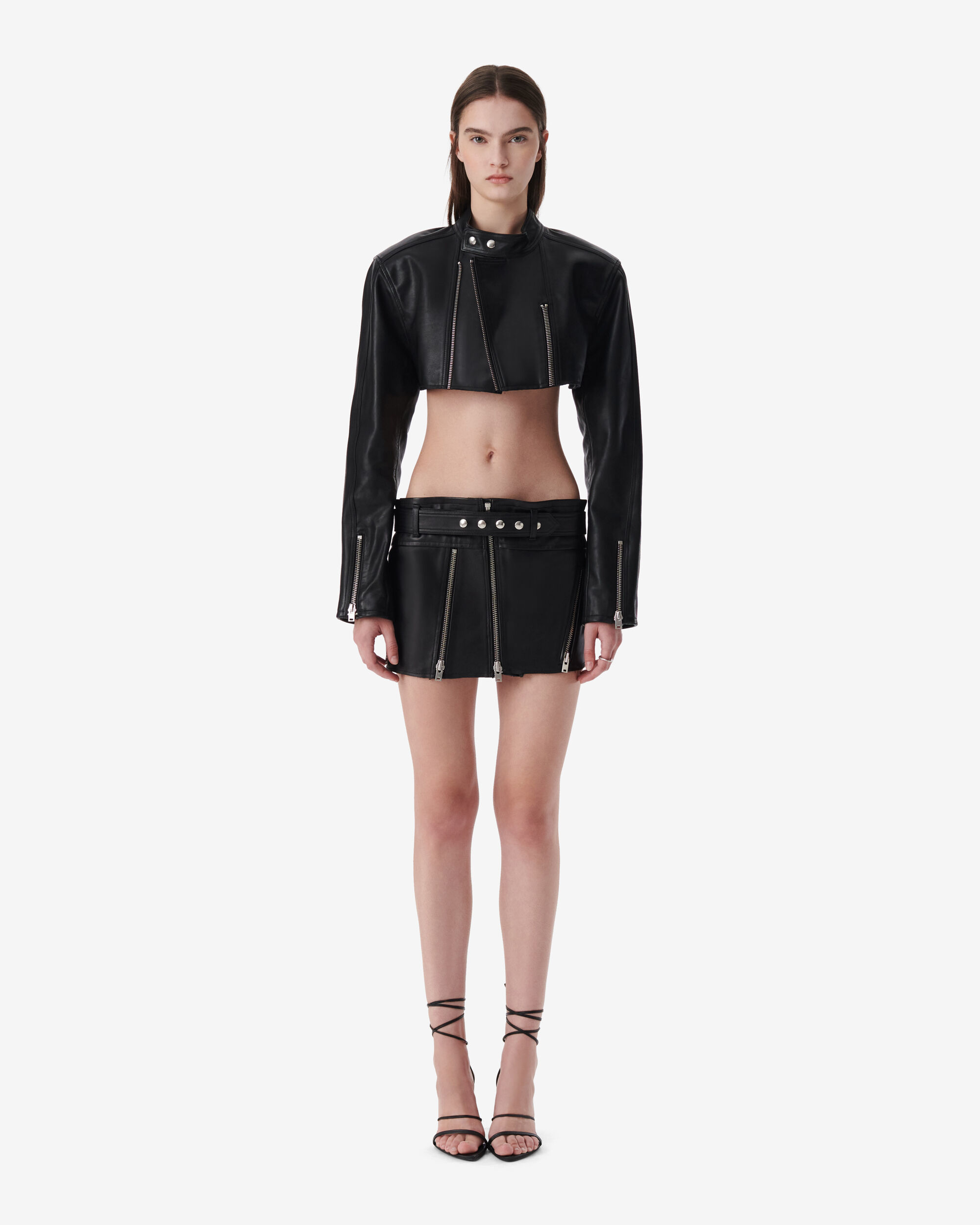 IRO x SAMI MIRO VINTAGE ZERO WASTE REWORK CAPSULE MASTERY LEATHER MINI SKIRT