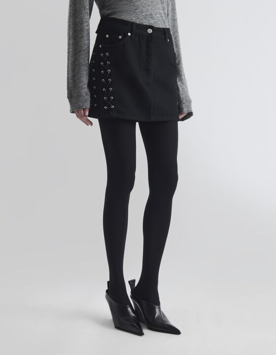 LACE-UP DENIM SKIRT