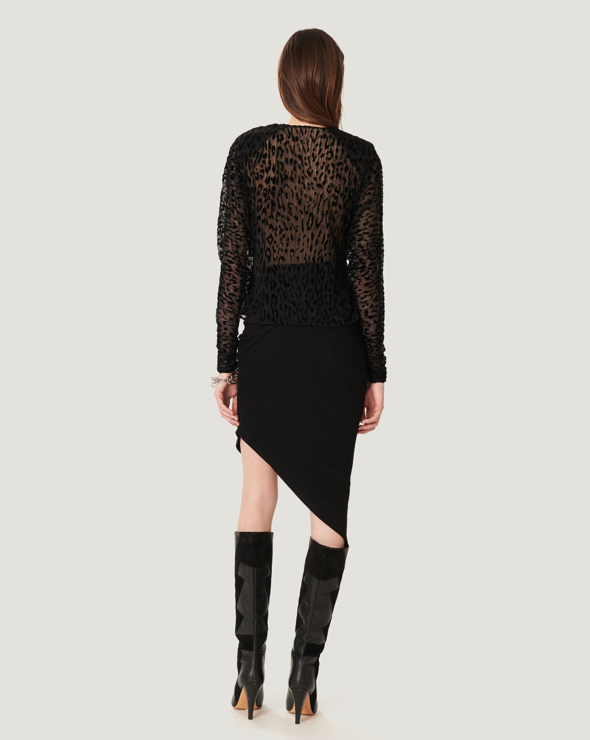 LENY DRAPE FRONT LEOPARD PRINT TOP image number null