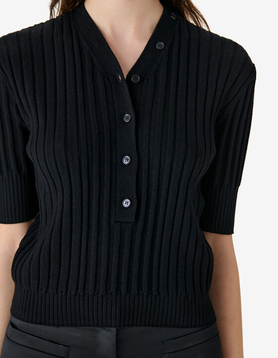 BUTONNED RIBBED SWEATER