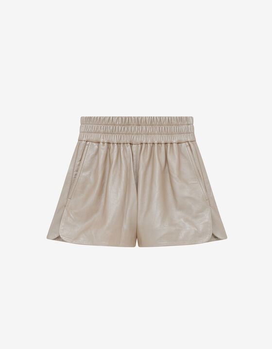 SHORT TAILLE HAUTE EN CUIR LAMÉ