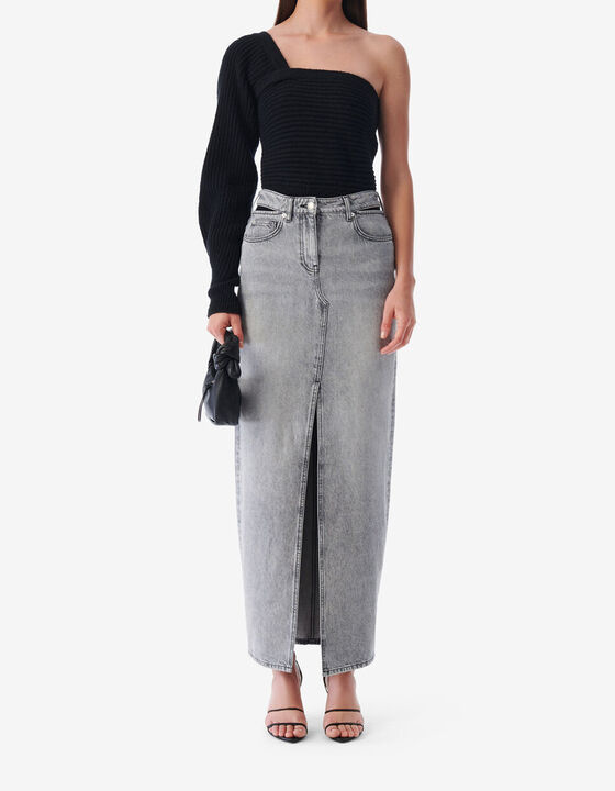 SPLIT DENIM MIDI SKIRT