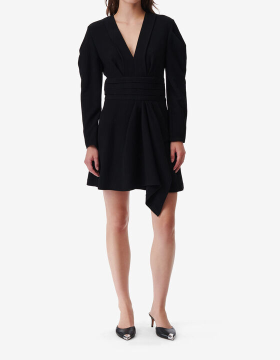 SHORT V-NECK DRESS WITH RUFFLES