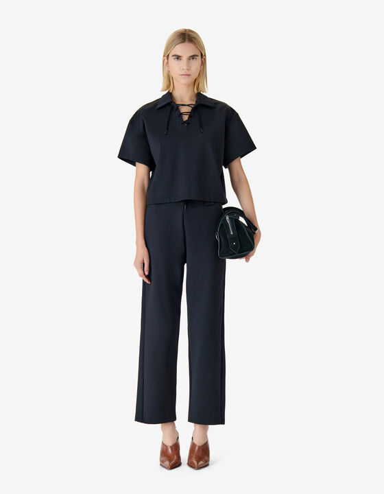 LACED POLO NECK SWEATSHIRT