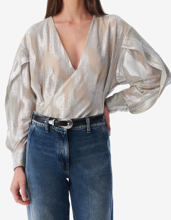 LUREX PLEATED SLEEVE TOP