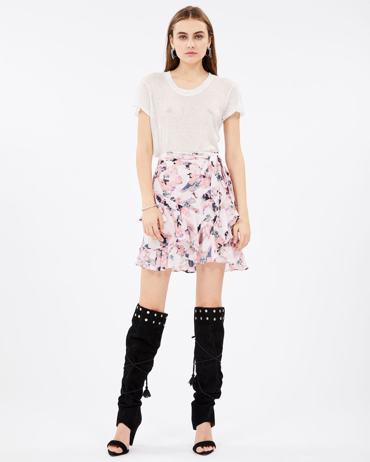 nude patent skirt