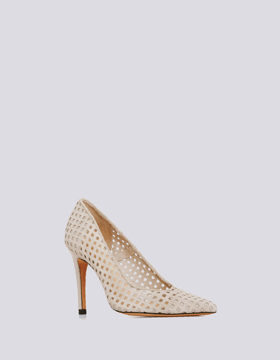 LARSON PERFORATED SUEDE POINTED PUMPS