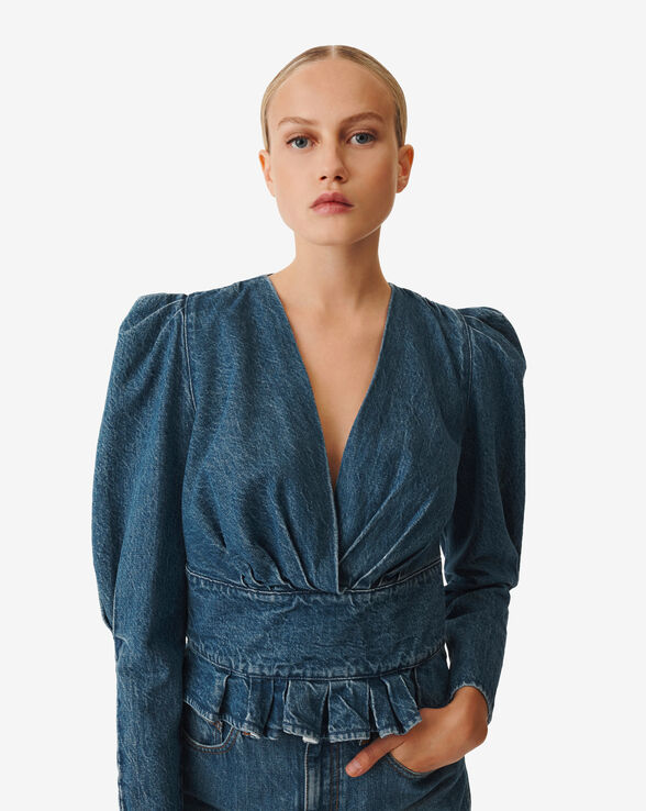 SILJA V-NECK DENIM TOP