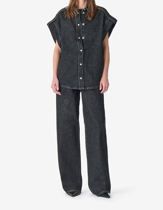 WASHED DENIM OVERSHIRT&nbsp;